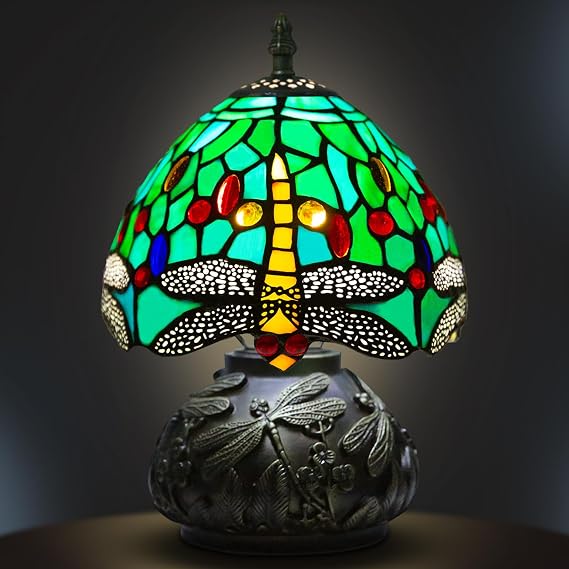 Small Tiffany Lamp,Green Dragonfly,3 Color Temperatures [Energy Class F]