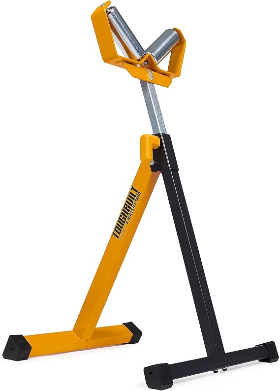 ToughBuilt - V-Roller Stand, Adjustable Material Support, TB-S220 | Chrome-Plated V-Roller, Quick Height Adjustment, Wide Steel Base, Stable Material Support, Jobsite Ready