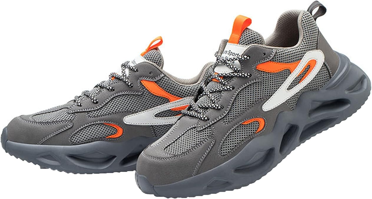 Safety Shoes Men Steel Toe Cap Trainers Work Shoes Lightweight Smash-Proof and Puncture-Proof Non-Slip