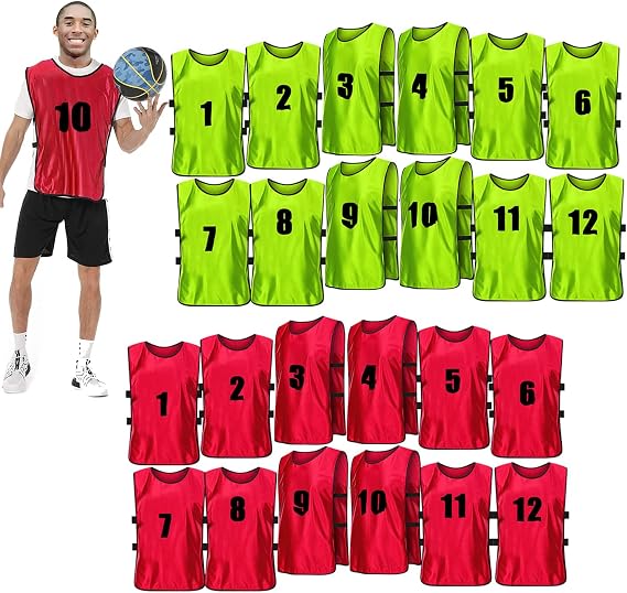 24 Pcs Soccer Practice Vest, Lightweight Numbered Soccer Team Pennies Soccer Lacrosse Training Sport Supplies Scrimmage Vests Practice Jersey for Men Adult Youth