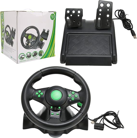 PC Game Steering Wheel Steering Wheel Authentic Gaming Experience Simulated Driving Steering Car with Vibration Pedal