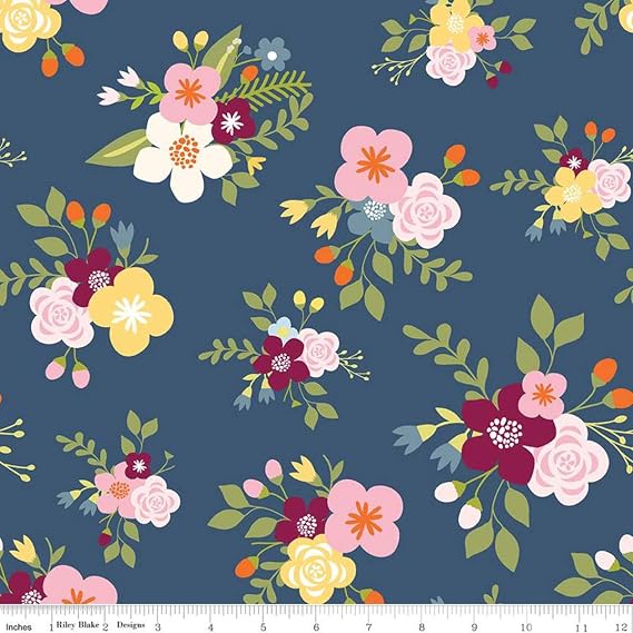 45" Wide Bloom and Grow Main Navy (C10110)