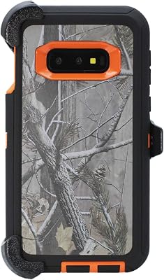 WallSkiN Case for Galaxy S10e 5.8 Heavy Duty Full Body Military Grade Drop Protection Carrying Cover Holder | Holster for Men Belt with Clip Stand CamouflageOrange