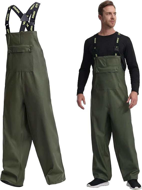Men's Waterproof Bib Overalls Heavy Duty Work Rain Pants