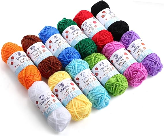 12 Pack Crochet Yarns Acrylic Wool Soft Yarn Skeins 15g | Knitting Yarn, Assorted Starter, For Crocheting and Knitting Craft Project