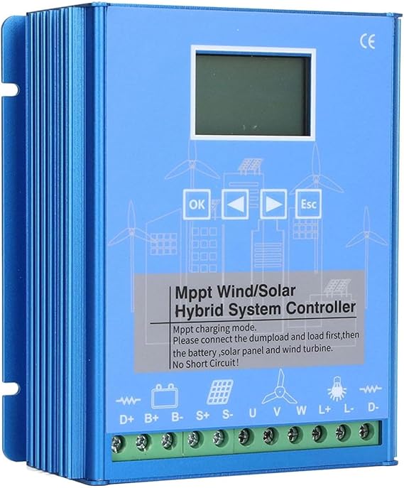 10000W/12000W Wind Solar Hybrid Charge Controller, MPPT Solar Charge Controller 12V 24V 48V LCD Display Battery Intelligent Regulator Max 48V 12000W Input Dual USB for Lead-acid/Lithium,12000W-12V