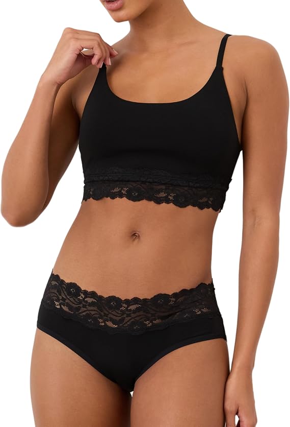 Pact Organic Cotton Women's Lace Waist Brief Underwear, 2 Pack