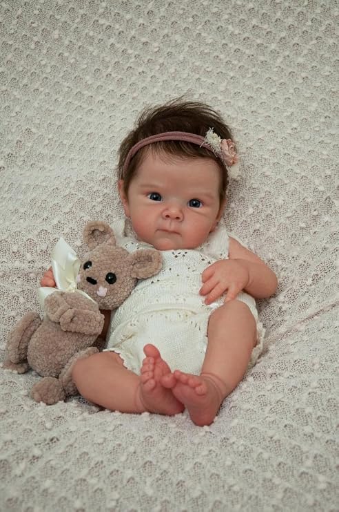 iCradle Lovely Real Look Reborn Baby Doll 19inch 48cm Full Body Vinyl Silicone Baby Doll Girl Anatomically Correct Rooted Hair Realistic Newborn Doll Toy Gift for Ages 3+