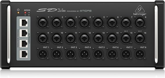 Behringer SD16 I/O Stage Box with 16 Remote-Controllable Midas Preamps, 8 Outputs, AES50 Networking and ULTRANET Personal Monitoring Hub