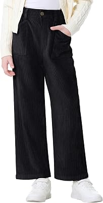 Rolanko Girls Wide Leg Corduroy Pants High Waist Trousers Vintage Kids Pants Streetwear Casual 4-12 Years