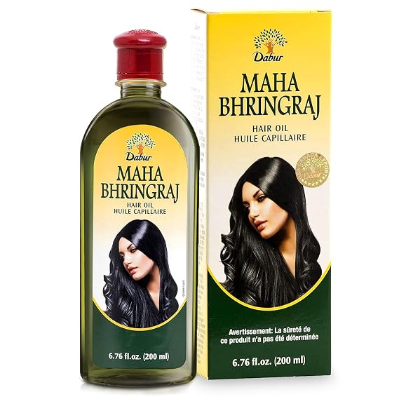 Dabur Maha Bhringraj Herbal Ayurvedic Hair Oil Infused with Bhringraj Oil for Scalp Nourishment, Soft and Manageable Strands Oils for Hair and Scalp Massage 200ML (6.76 fl oz)
