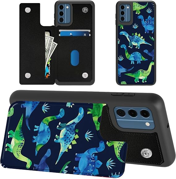 Blue Dinosaur for Nokia C300Wallet Case with Card Holder, RFID Blocking Flip Soft PU Leather Kickstand Magnetic Closure Slim Purse Phone Case for Nokia C110