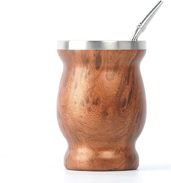 BALIBETOV 8 oz Yerba Mate Cup Set Mate Cup & 1 Bombilla Double-Wall Insulated Easy to Clean For Hot & Cold Beverages