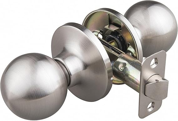 EZ-FLO Ball-Style Passage Door Lockset, Adjustable Steel Latch for 2-3/8 Inch and 2-3/4 Inch Backset, Satin Nickel, 57799