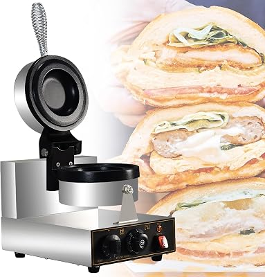 Electric UFO Hamburger Making Machine,1300 W Non Stick Ice Cream Filling Burger Waffle Maker Tabletop,for Bakeries, Restaurants, Kiosks, Canteens,110V