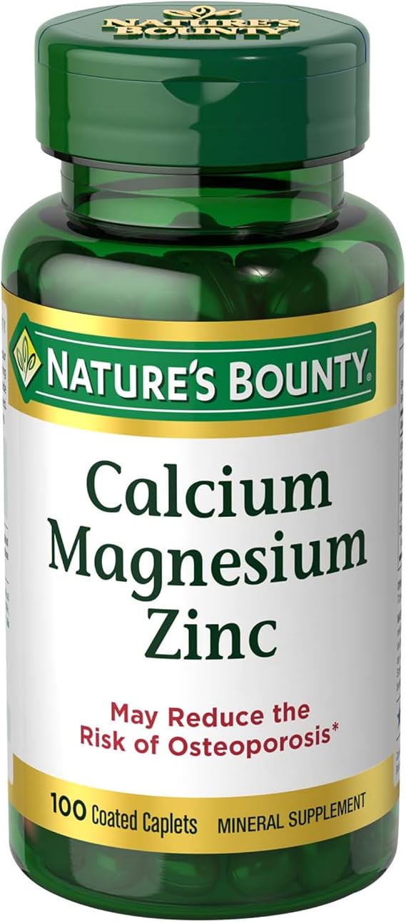 Nature's Bounty Calcium Magnesium & Zinc Caplets, 100 Count