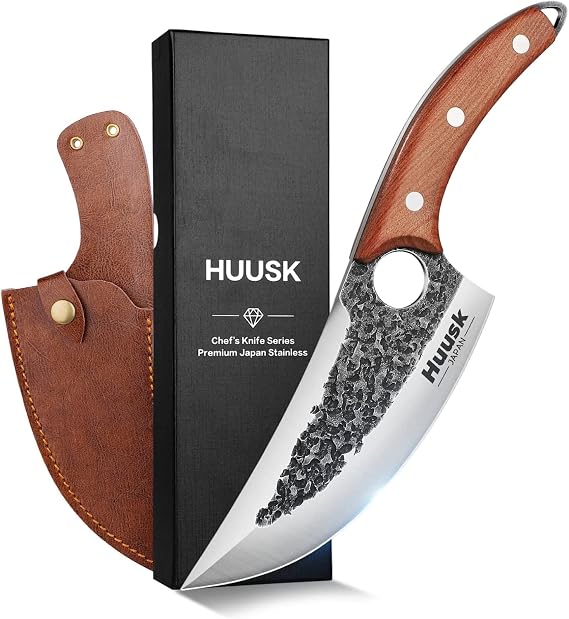 Huusk Viking Knives with Sheath - Japan Hand Forged Butcher Knife Cleaver