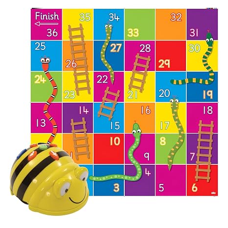 Bee-Bot See & Say Robot with Snakes & Ladders Mat 90x90cm