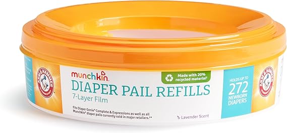 Munchkin Arm & Hammer Diaper Pail Refill Rings, Holds up to 272 Newborn Diapers, 1 Pack