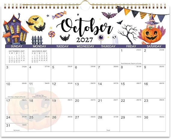 2027 Calendar - 2027 Wall Calendar, 14.8'' x 11.6'', Wall Calendars | January 2027 - December 2027, Calendars with Julian Dates, Hanging Hole, Thick Paper