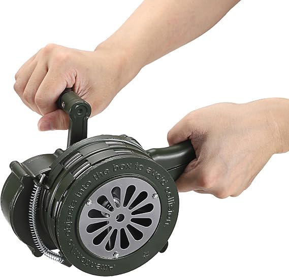 Sumnacon Hand Crank Siren Manual Operated Air Raid Siren with Handle, Green