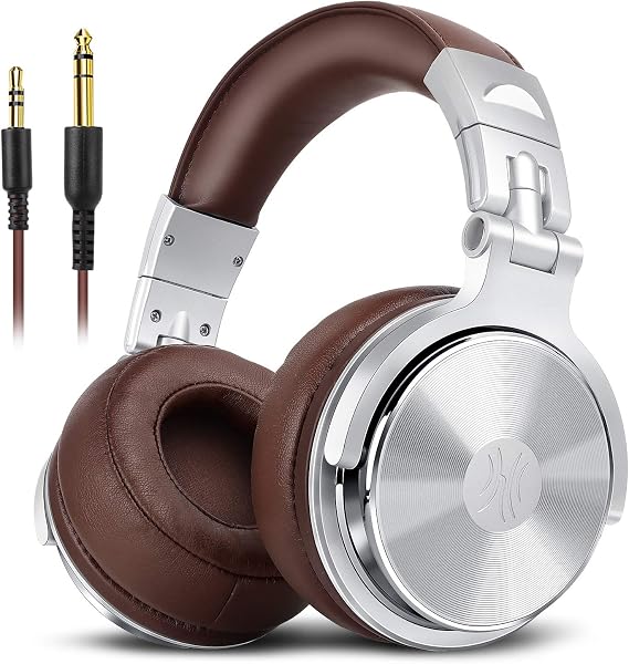 OneOdio Pro30 Headphones Wired High-Resolution Headphones Monitor DJ Studio Recording/Instrument Practice/Mixing/TV Viewing/Movie Watching Silver