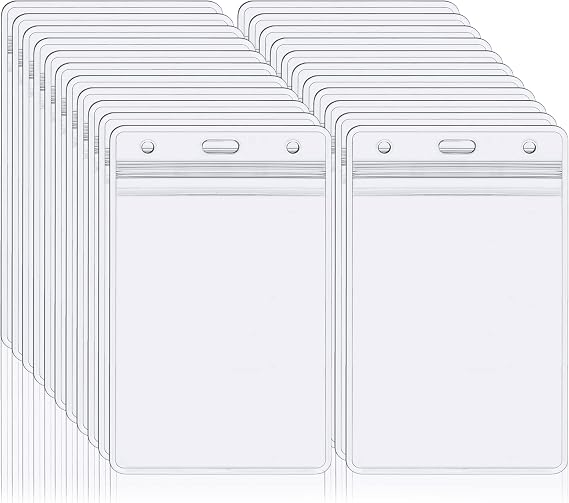 ID Card, Name Tag, Badge Holders - 3x4, 100 Pack, Vertical Sealable