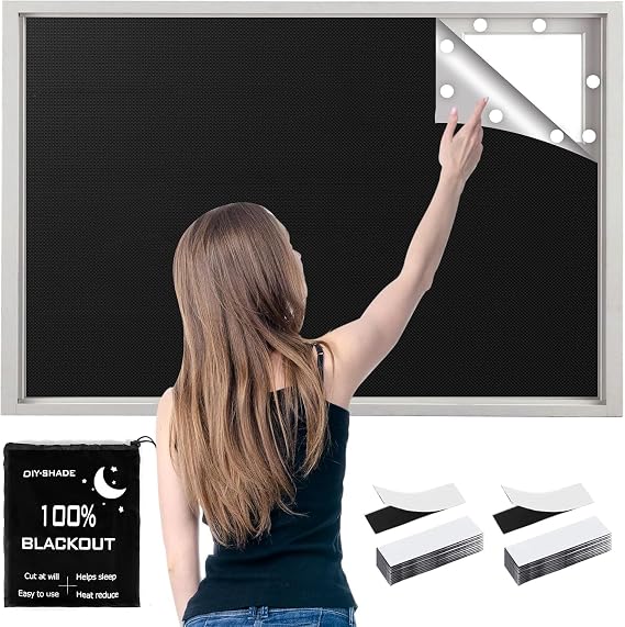 Blackout Roller Blind, No Drilling, 420D Oxford, 400 x 148 cm Window Blackout, Portable Travel Blackout Roller Blind, 100% Blackout Fabric, Roof Window Sun Protection, Indoor Roller Blind for Holidays