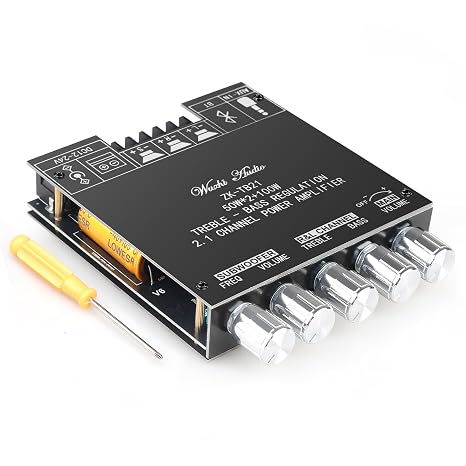 ZK-TB21 50W+50W+100W 2.1CH Bluetooth 5.0 Subwoofer Amplifier Board Bass/Treble Control, AUX/USB Input, Overload Protection, Compact for Vehicle Amplifier (ZK-TB21)