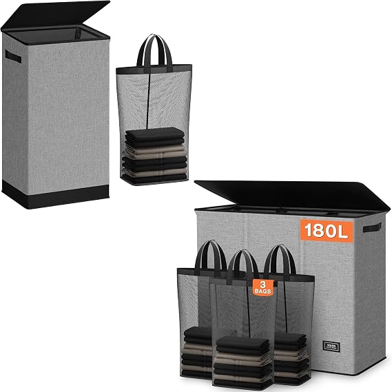SOLEDI Laundry hamper 100L & Large hamper 180L(3 section)