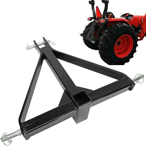 2" Receiver 3 Point Trailer Hitch Category 1 Tractor Tow Drawbar Adapter Compatible with BX Kubota John Deere LM25H WLM Tractor NorTrac Kioti Yanmar, Black