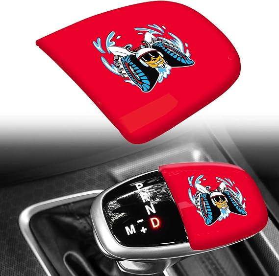 TOOLEPIC Gear Shift Knob Trim Cover Compatible with Challenger Charger Durango Accessories 2015-2024 - ABS Plastic with Unique Scat Style Surface, Perfect for Decoration - Ruby Red
