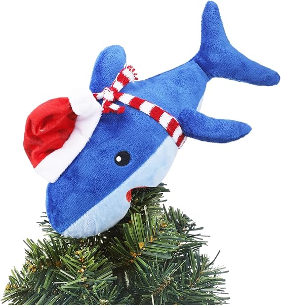 Shappy 10 x 8 Inch Plush Animal Tree Topper Christmas Ornament, Shark