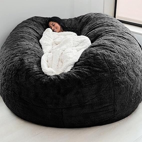Giant Bean Bag Chair, Adult Beanbag Chair 5ft /6ft /7ft Bean Bag Cover Comfy Fur Oversized Bean Bag Couch (No Filler) Large Fluffy Lazy Sofa for Bedroom Big Cuddle Chair Living Room Furniture