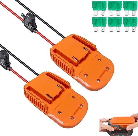 Power Wheel DIY Adapter for Ridgid AEG 18V Hyper Battery Dock Power Connector for Rc Toy Car Truck, e-Bike, with Fuse & Wire terminals (14AW Wire)