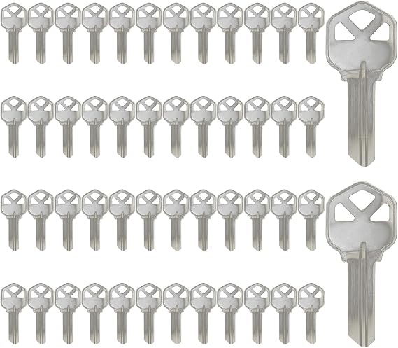 KW1 Key Blanks, 50 Pack | Uncut Brass Blank Keys, Compatible with KW1, Home and Professional Use
