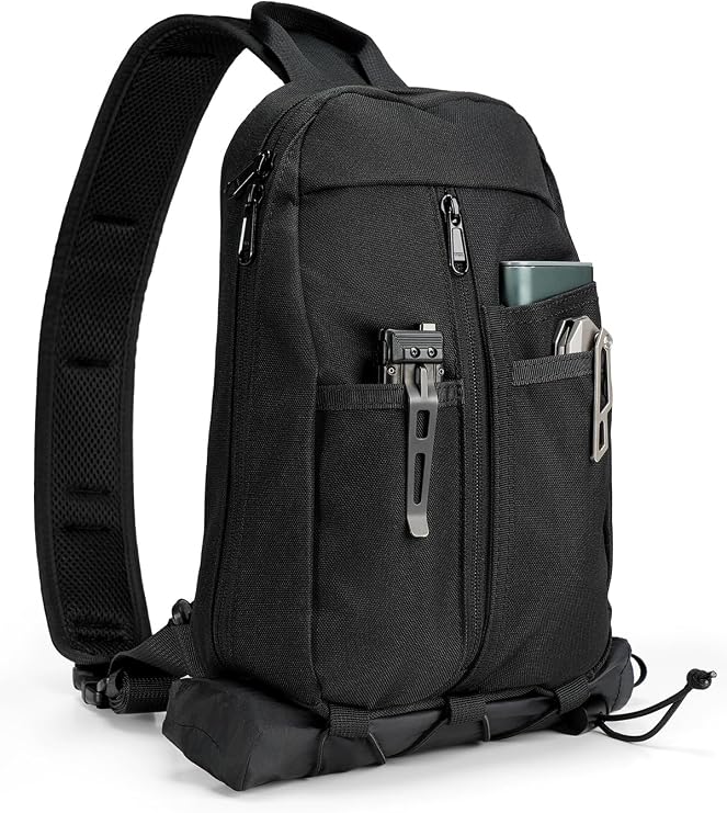 VIPERADE UGS1 Casual Daypack Shoulder Sling Bag Small Outdoor Chest Pack for Men Traveling, Hiking, Camping (Black)