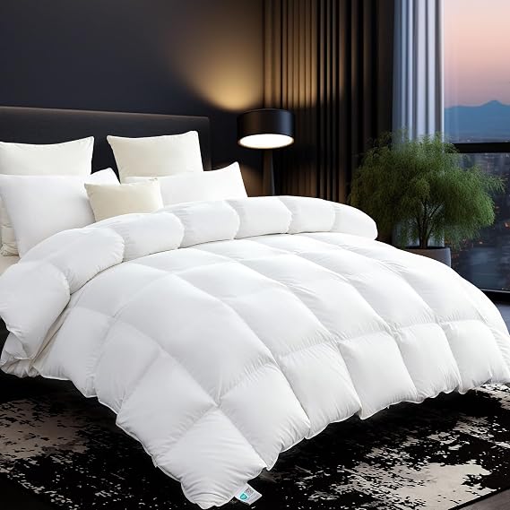 Organic 75% Goose Down Comforter King Size, All Season Duvet Insert