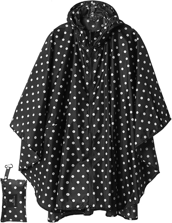 SaphiRose Adult Rain Poncho Waterproof Hooded Zipper Raincoat with Pockets