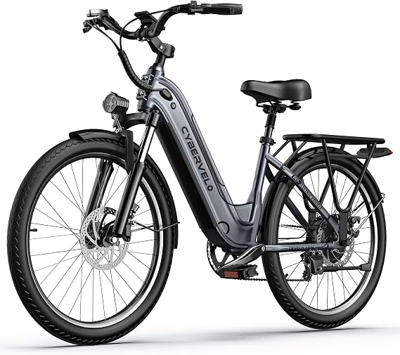 Cybervelo 1000W Peak Electric Bike for Adults,up 80 Miles Removable Battery Ebike, 26" Electric E Bike with 7-Speed,Adult Electric Bicycles for Commute Beach Snow Womens/Man All Terrain