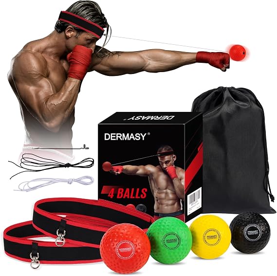 Dermasy® Boxing Training Ball with Headband Perfect for Reaction, Punching Speed, Fight Skill, Fitness, Boxing Equipment for Man Women and Kids