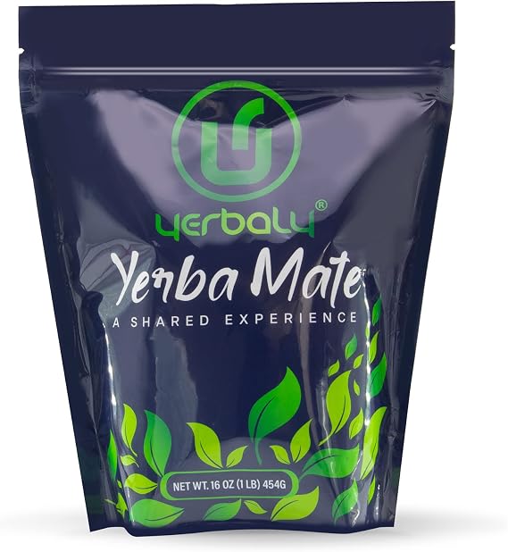 Yerbaly Loose Leaf Yerba Mate Tea - Contains Amino Acids, Vitamins, Minerals, Antioxidants, Polyphenols & Low Caffeine - 16oz bag