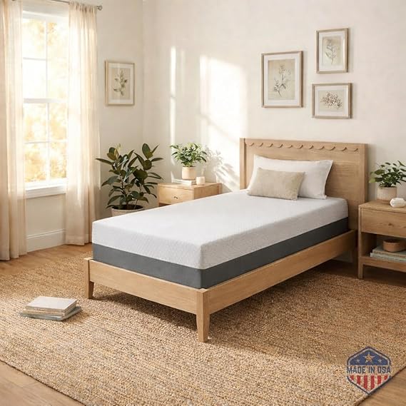 Celestial Sleep 8 Inch Twin Mattress, Made in The USA, CertiPUR-US, Oeko-Tex, and Fiberglass-FreeTM Certified Cooling Bed, Gel Memory Foam Mattress in a Box - Firm