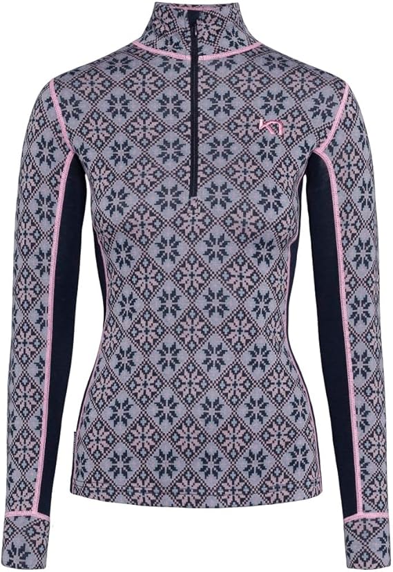 Kari Traa Rose Half Zip Women's Base Layer Top - 100% Merino Wool Fitted Long Sleeve Knit Thermal Shirt