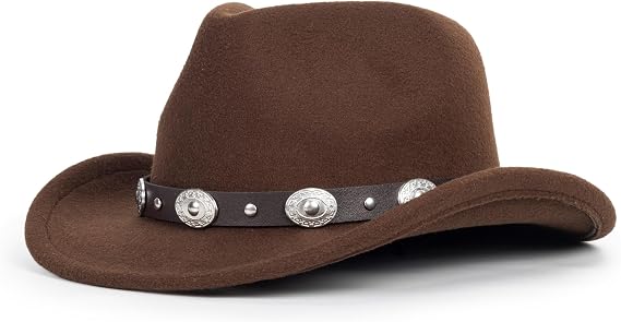 UTOWO Kids Western-Cowboy-Hat for Baby-Boys-Girls Felt-Cowgirl-Hat Brown Fedora Hat Fit for 2-7 Years