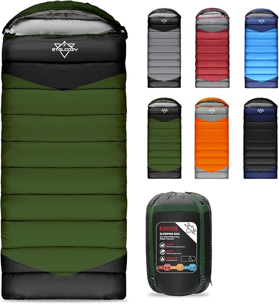 Lightweight 3-Season Sleeping Bag for Adults/Kids Camping, Compact w/Compression Sack, Waterproof Ripstop, Portable for Backpacking Hiking Travel