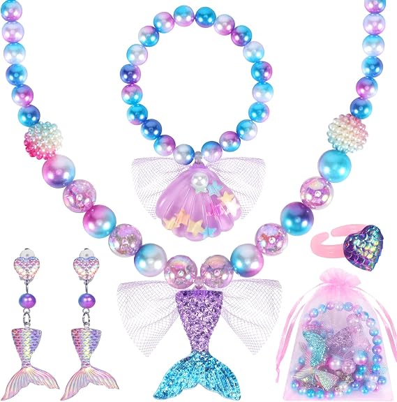 Mermaid Toys, Princess Role Play Mermaid Jewelry for Girls Age 3-8 Year Old