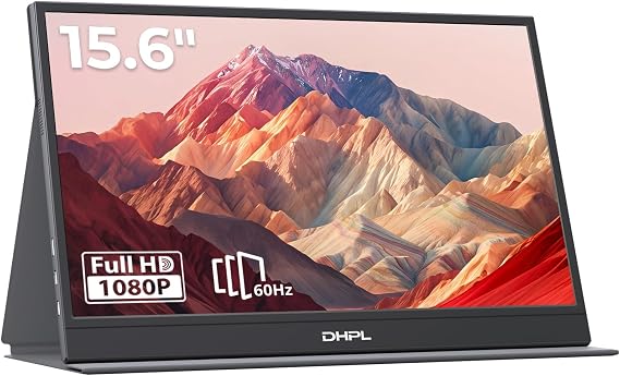 15.6" Portable Monitor, Matte IPS FHD 1080P 60Hz | HDR, Ultra-slim 1.09cm/630g, Smart Cover, VESA 75x75, Built-in Speaker. USB-C/HDMI. For Laptop,PC,Mac,Switch,PS5,Xbox