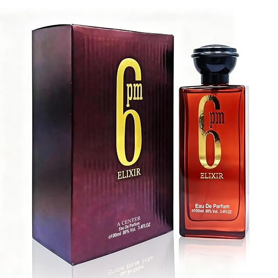 A CENTER 6pm Elixir Men's Eau de Parfum 3.4 Fl Oz Warm Woody Cologne | Long Lasting Fragrance Amber Tobacco Scent Gift for Him