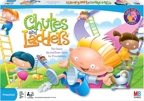 Hasbro Gaming Chutes and Ladders Board Game, 2 to 4 Players, Gift for Kids, Preschool Classroom Games, Ages 3+
